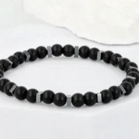 Bransoleta męska agat czarny