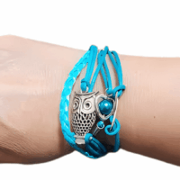 Bransoletka zapinana z sową i serduszkiem