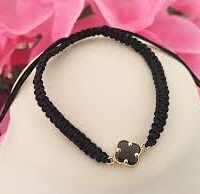 Bransoletka czarna z koniczyną marokańską