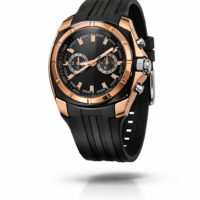 Masywny zegarek męski V6 w prestiżowym połączeniu czerni i różowego złota