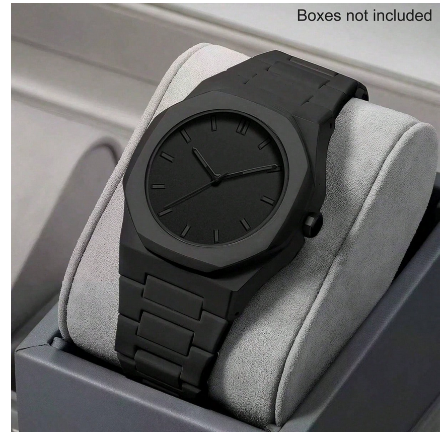 Unisexowy zegarek kwarcowy z czarnym gumowym paskiem - obrazek 2